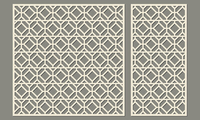 Decorative panel for laser cutting. Abstract geometric pattern of triangular shape. Template for cutting plywood, wood, paper, cardboard and metal.