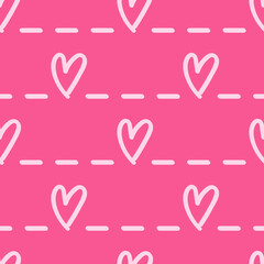 Seamless pattern for the holiday of Valentine's Day. Pink seamless background with hearts for the design of gift wrapping, postcards, textiles, stationery.