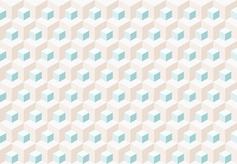 Abstract isometric background of small and large pastel colored cubes. Vector geometric pattern