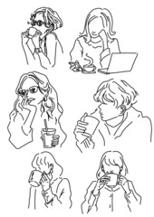 カフェ素材　人物イラスト