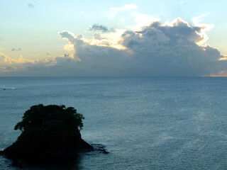 Dramatic cloudscape clouds in twilight blue hour dusk dawn sunrise sunset horizon sky from...