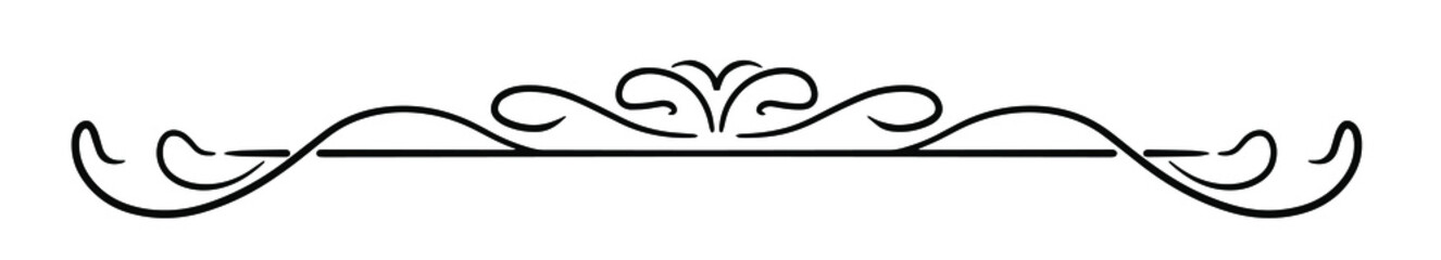 Calligraphy ornament line. Calligraphic text divider, border, separator decor design. Antique vintage victorian elegant decoration element. Filigree frame ornament line. Hand drawn vector illustration