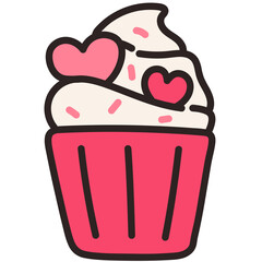 Cupcake vector illustration in line filled design
