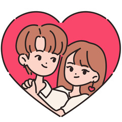 Couple vector illustration in line filled design