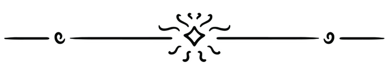 Calligraphy ornament line. Calligraphic text divider, border, separator decor design. Antique vintage victorian elegant decoration element. Filigree frame ornament line. Hand drawn vector illustration