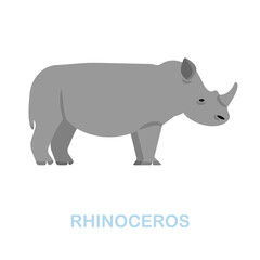 Rhinoceros flat icon. Colored element sign from wild animals collection. Flat Rhinoceros icon sign for web design, infographics and more.