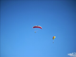 paragliding in the blue  sky