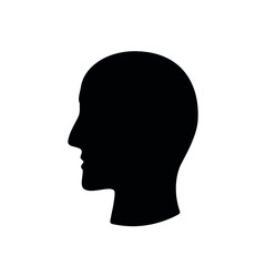 Bald head vector black color isolated.