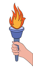 hand holding a burning torch