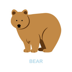 Bear flat icon. Colored element sign from wild animals collection. Flat Bear icon sign for web design, infographics and more.
