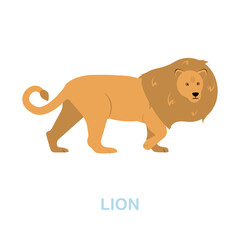 Naklejka premium Lion flat icon. Colored element sign from wild animals collection. Flat Lion icon sign for web design, infographics and more.