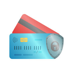 Secure payment by card. Security shield.