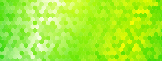 Abstract mosaic background of shiny hexagonal tiles in green colors