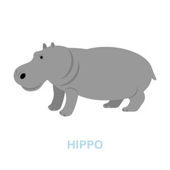Hippo flat icon. Colored element sign from wild animals collection. Flat Hippo icon sign for web design, infographics and more.