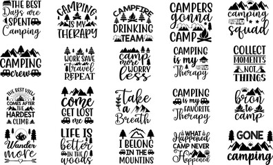 camping svg bundle - obrazy, fototapety, plakaty