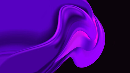 Abstract modern dark black background with fluid purple pink swirling wave. Luxury royal backdrop. Violet Geometric art digital screen. Metaverse wallpaper. Very Peri color gradient. Virtual reality.