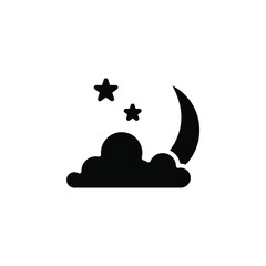 Moon, Night, Moonlight, Midnight Solid Icon Vector Illustration Logo Template. Suitable For Many Purposes.