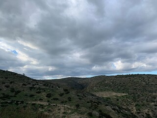Spectacular mountains view, hills and valleys, natural landscape background 