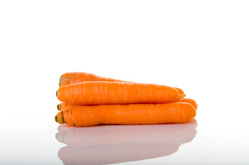 Ripe Carrots on White Background