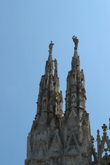 Italy, Milan: Detail of the spiers of the Duomo.