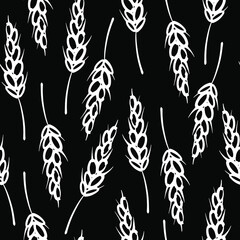 Seamless vector pattern with spikelets. - obrazy, fototapety, plakaty