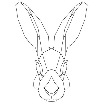 Abstract linear polygonal head of a hare. Vector. Geometric animal tattoo.