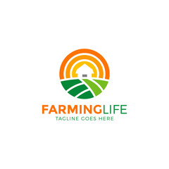 agriculture logo, farming live logo design vector illustration