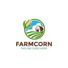 farming corn logo, agriculture logo design vector illustration