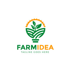 smart idea agriculture logo, farming logo design vector illustration