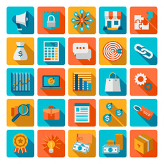 25 Business Flat Icons with Shadow