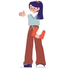 Female with fall outfit vector illustration in flat color design