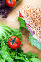 Cheese Salami Sandwich with Lettuce and Tomates