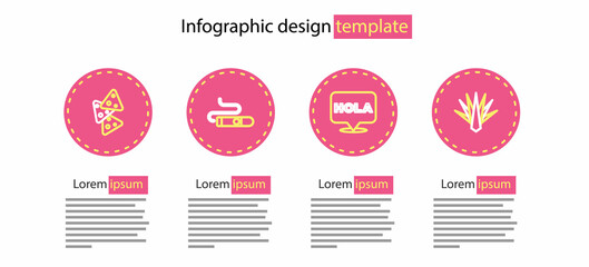 Set line Hola, Agave, Cigar and Nachos icon. Vector © vector_v