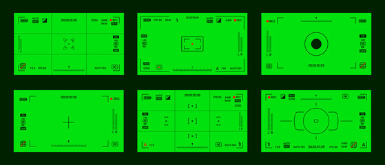 Green colored chroma key camera rec frame viewfinder overlay background screen flat style design vector illustration. Chroma key VFX screen camera overlay abstract background concept for video footage
