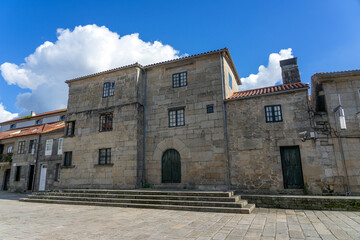 Fototapeta na wymiar Way of Santiago square in the old town of Pontevedra, Galicia, Spain.