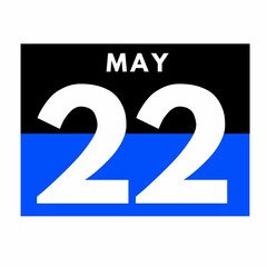 May 22 . Flat daily calendar icon .date ,day, month .calendar for the month of May