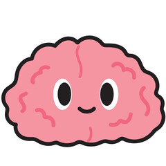 Brain character vector illustration in line filled design