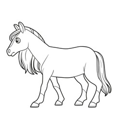 Fototapeta na wymiar Cute cartoon horse walk outlines isolated on white background