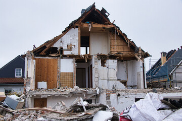 The close-up shot of the  building under construction
