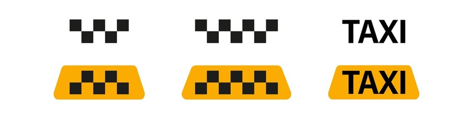 Taxi sign. Yellow cab mark vector icon. Taxi marker isolated white background. - obrazy, fototapety, plakaty