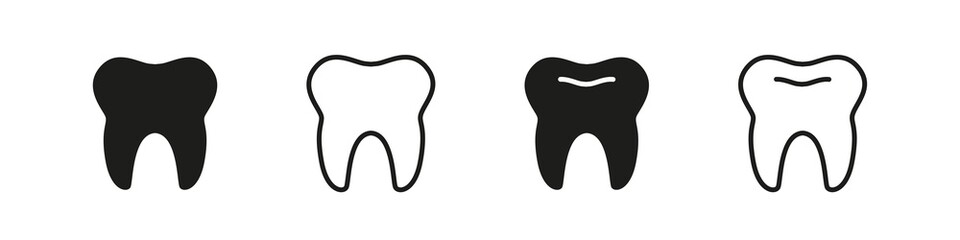 Tooth icon. Dentist vector sign. Teeth dent health clinic. Oral line icons isolated on white background.