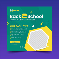 Back to School Educational Instagram we Social Media Post Banner Squire Flyer Design vector Template