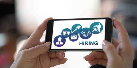 Hiring concept on a smartphone