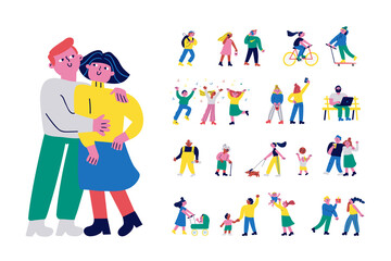 Fototapeta premium Cartoon People vector set. Couple