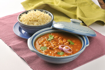 Chole with rice, Indian lunch