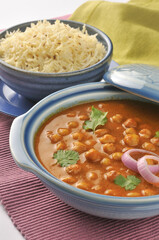 Chole with rice, Indian lunch