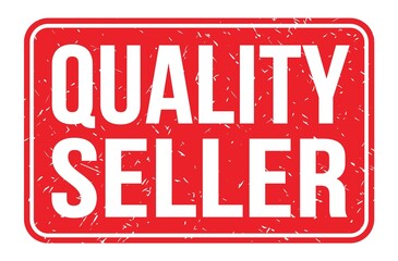 QUALITY SELLER, words on red rectangle stamp sign