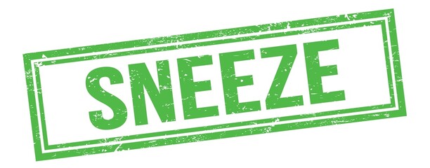 SNEEZE text on green grungy vintage stamp.