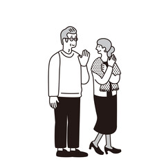 シニア夫婦のシンプルなイラスト