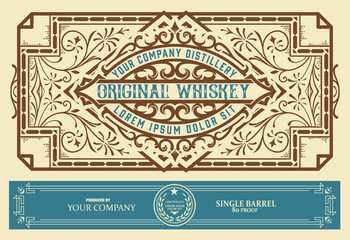 Whiskey label with old frames